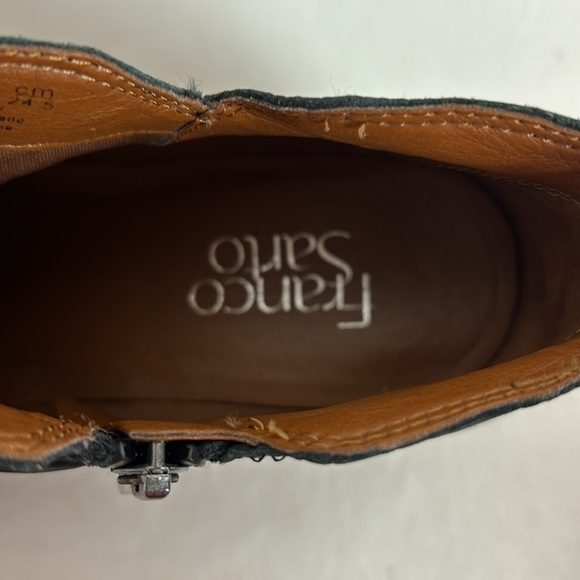 Franco Sarto Black Suede Leather Side Zip Ankle Bootie Boots - Picture 4 of 16